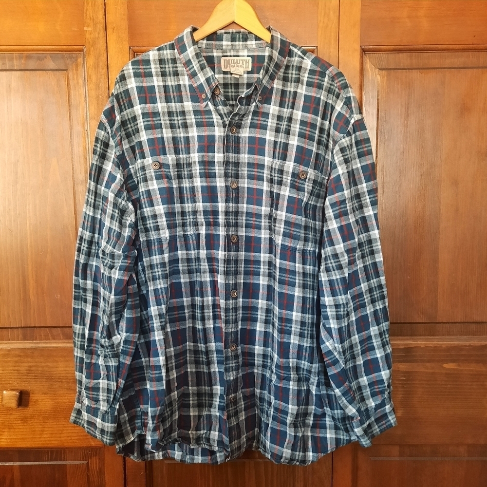 Duluth Trading Co Free Swingin' Flannel Relaxed Fit Plaid Button Down Shirt 2XL